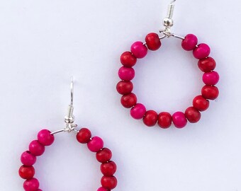 Pink Ombre Beaded Hoops main image 1