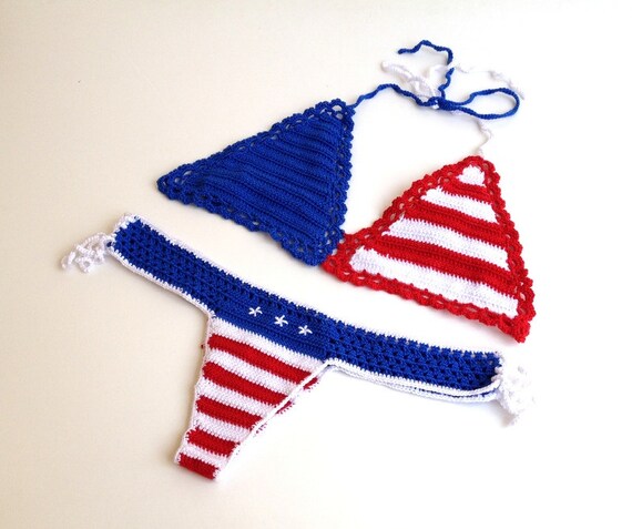 4th Of July American Flag Bikini Top And Bikini Bottom