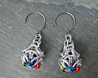 Chainmaille Earrings - Rainbow Earrings - Rainbow Chainmaille - Chainmail Jewelry - Dangle Earrings - Pride Earrings