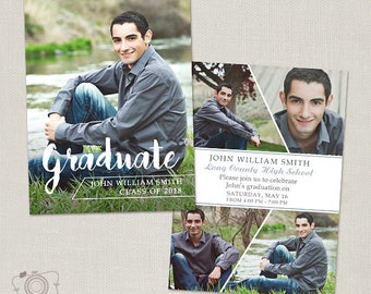 Items similar to Guy Graduation Announcement Photoshop Template Card ...