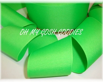 SOLID NEON LIME Grosgrain Ribbon Hairbow Supplies - 3/8" - 7/8" - 1.5" - 2 1/4" - 3" width - 5 Yards - Oh My Gosh Goodies Ribbon