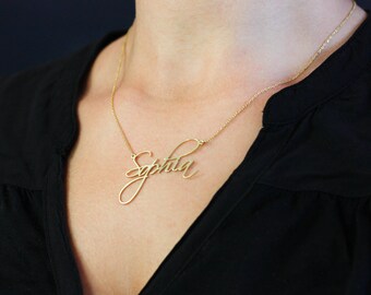 Gold Name Necklace, Custom Name Necklace, Personalized Name Necklace, Mothers Day, Dainty Name Necklace, Birthday Gift, New Mom Gift SN0224