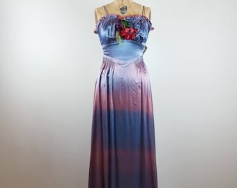 special effects | vintage 1930s silk gown | vtg 30s party dress | applique | extra small/xs