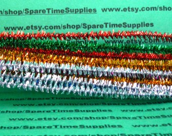 Tinsel Stems - multi colors - 6mm x 12” - 48 pcs - Fibre Craft - #3250-59