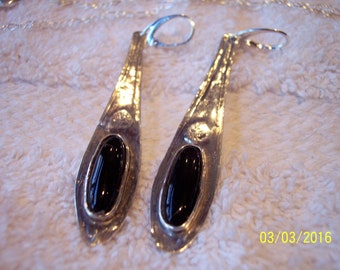 Antique Sterling Onyx Dangle earrings.