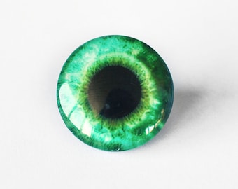 25mm handmade glass eye cabochon - green eye - standard profile
