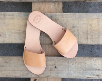 Greek Sandals, Slip on Sandals, Summer Flats, Leather Sandals, Roman Sandals, Women's Sandals, Leather flats, Natural Leather,Handmade,mules