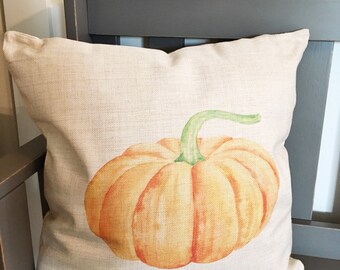 Pumpkin Pillow Cover - Fall Decor - Fall Pillow Cover - Watercolor Pumpkin Pillow Cover - Autumn Decor - Farmhouse Decor - Farmhouse Pillow