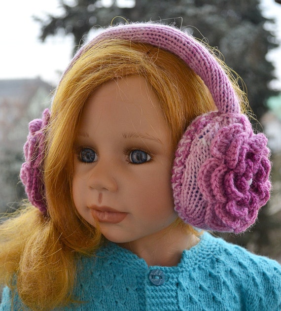 Purple Earmuff crochet flowerwinter accessoriesWarm and