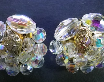 Dazzling Clip-On Earrings. Around 1 1/8 inches in diameter.