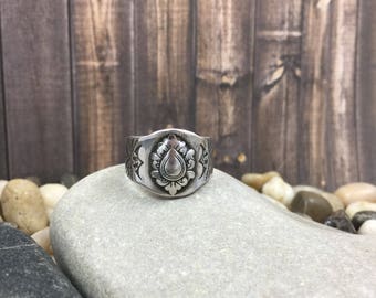 Cigar band ring, sterling silver ring, signet ring, stamped silver ring