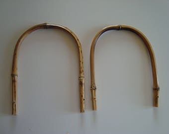 Pair of handles or open patent real natural bamboo purse handles