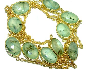 Moss Prehnite Sterling Silver Necklace - weight 23.60g - dim 1 2 inch - code 26-mar-18-46