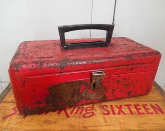 Old Rusty Red Tackle Box ...Tool Chest