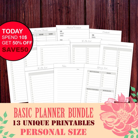 PERSONAL Planner Inserts Printable Bundle Filofax Personal