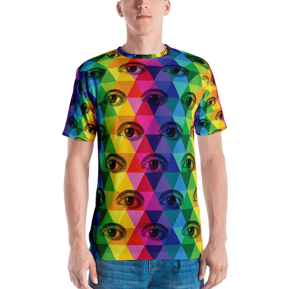 Men's T-shirt Colorful Eyes Tshirt Looking a You Tee Funny Eyes on You Shirt Psychadelic
