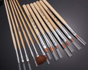 13 Nail Brush Tool Set Nail Glow Form Wooden UV Gel Polish Pen Thick Shaft 7 Shank 6 DIY Nail Art Decoration