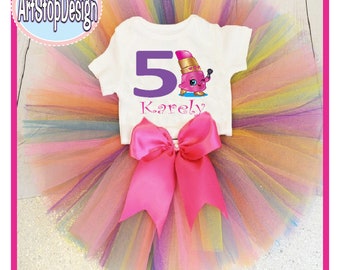 Shopkins birthday outfit,FREE SHIPPING,tutu outfit,birthday girl, shopkins set,colorful tutu,colorful outfitt,shopkins birthday