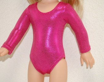 Gymnastics Leotard Doll Clothes dark pink handmade for 14.5 inch Wellie Wishers tkct1107