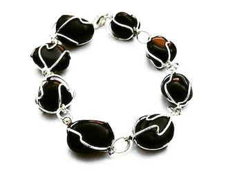 Black Wire Beaded Bracelet