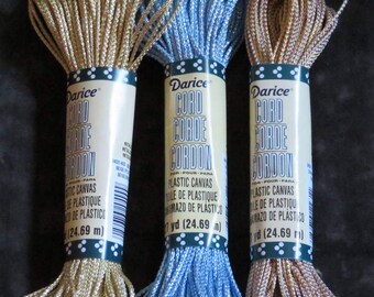 Metallic cord for plastic canvas & crafting,ass't colors,gold,silver,blue,27 yd/pkg,2mm thick,non-elastic,Darice