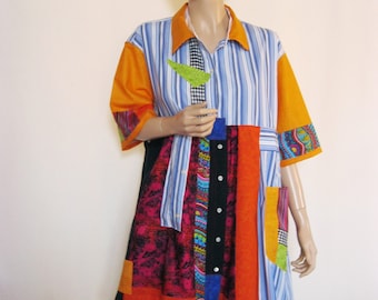 2X to 3X Happy Color Tunic Dress
