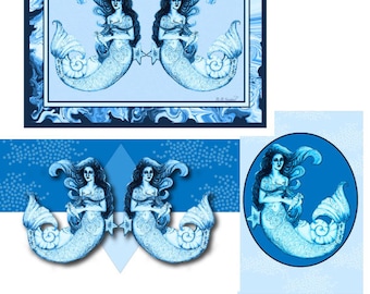 Cerulean Blue Mermaid Cards/Stationary
