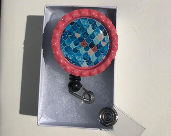 Mermaid Scales Retractable ID Badge Reel, Mermaid Scales magnets, Mermaid Scales earrings, Mermaid Scales keychain
