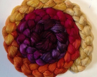 Hand Dyed gradient roving 5ozs polwarth mulberry silk 70/30 ready to ship