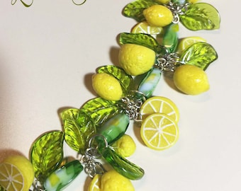 Pinup Lemon Blossom Necklace - Fruit retro Vintage inspired necklace