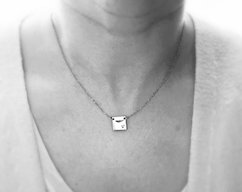 Square Tag Necklace in Stainless Steel • Various Lengths Available