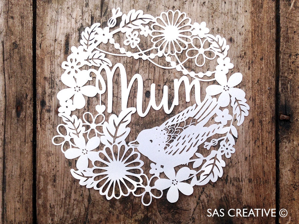 Download Papercut Template Mum / Mom Mother's Day Birthday PDF Jpeg