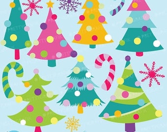 80% OFF SALE Christmas trees clipart commercial use, vector graphics, digital clip art, digital images - CL594