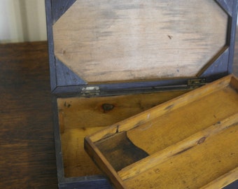 antique ebonised wood writing jewlery box