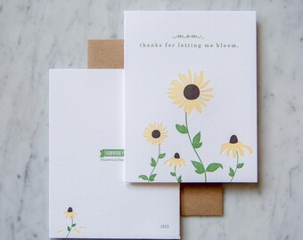Mom, Thanks for letting me bloom, Mother's Day, Letterpress
