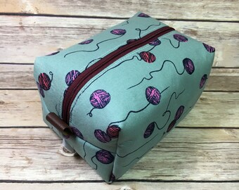 Boxy Pouch, Project Bag, Knitting Bag, Yarn Bag, Sewing Kit, Makeup Bag, Cosmetic Bag, Cotton and Steel