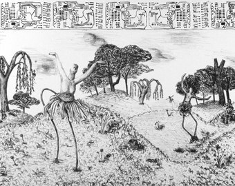 Black and White_Lithography print_Dancing Flowers_Electric Dance