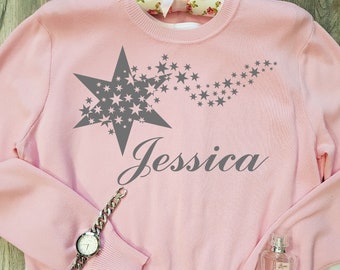 Flying Star svg, Girl Name with Stars svg, Star Design svg, Girl Star Digital Cut File, Cuttable Vector Download, Clip Art DXF, PNG, SVG 089