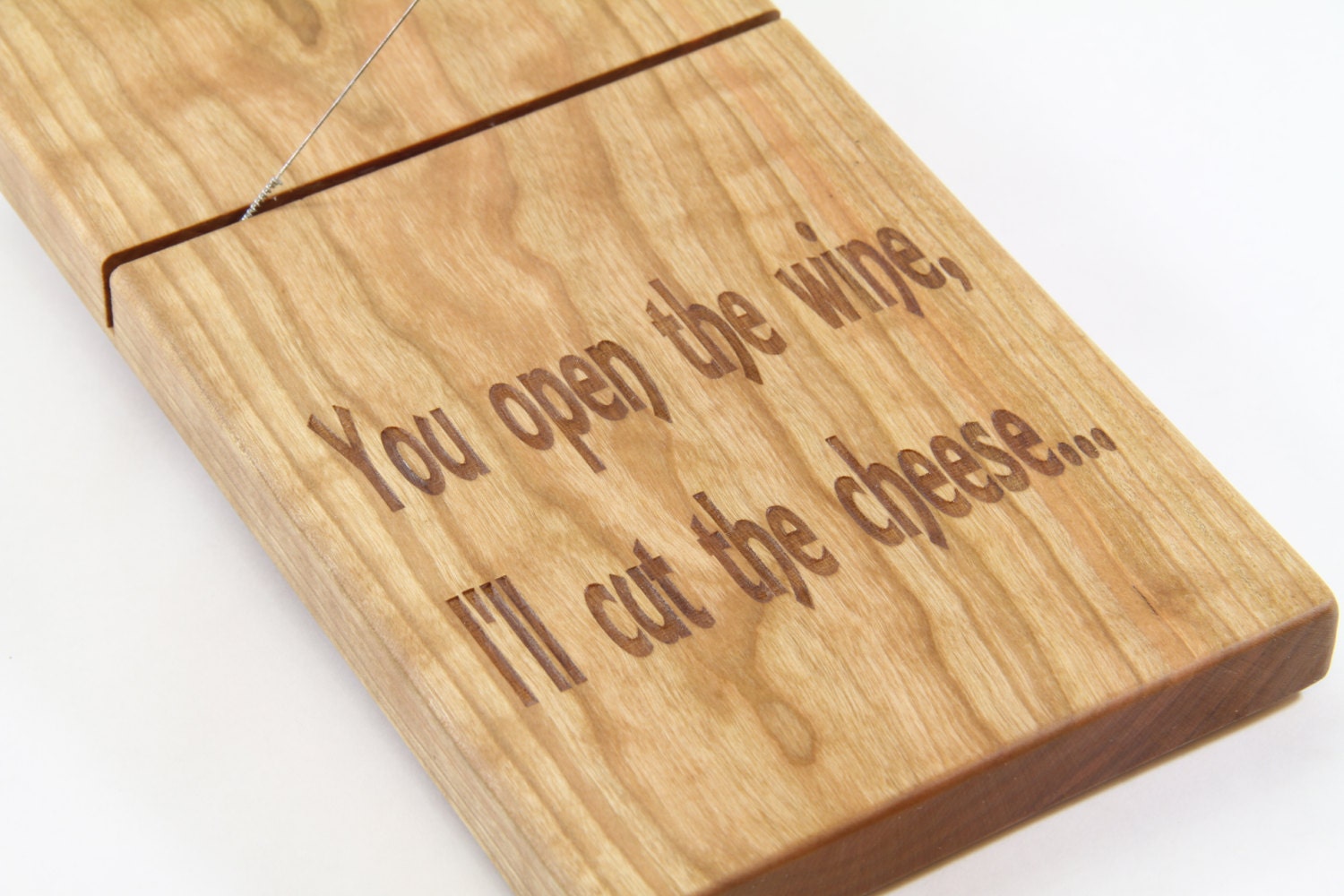 Wood Cheese Slicer Cutter Solid Cherry Wine Or Wood Cheese Slicer Cutter Solid Cherry Wine Laser Engraved Perfect Housewarming Gift Or Wedding Cutting Board