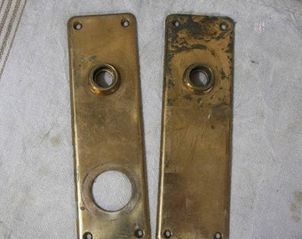 ON SALE Vintage Matching ESCUTCHEON Back Plates-Ornate Door Hardware- Salvaged Door Knob Plate- Back Plate Pair Architectural Salvage