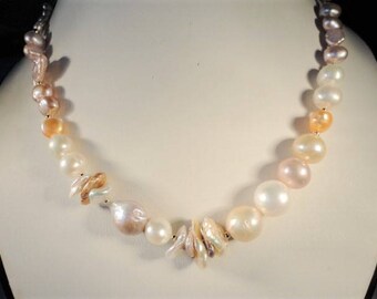 freshwater pearl necklace, statement necklace, gold filled necklace, gold pearl necklace, 14k gold filled jewelry, unique for women necklace