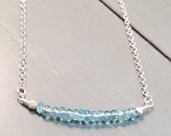 Sterling Silver Apatite Necklace / Blue Apatite Gemstone Necklace / Apatite Jewelry