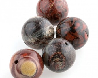 Vintage brecciated jasper beads 12mm. Pkg of 6 B4-jas264(e)