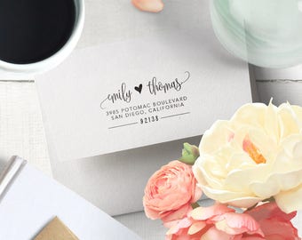 return address stamp calligraphy personalized wedding stamp