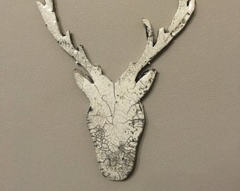 Ceramic raku Bas relief deer, wall decoration
