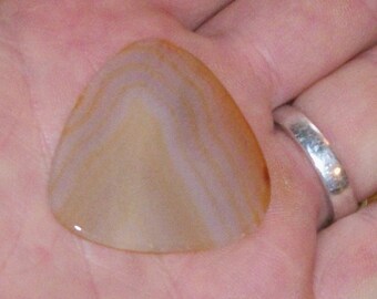 BOB HICKS ranch old stock lapidary rock guitar pick ukulele banjo mandolin brazilian cream agate brazil stoned crazy diy american folk art