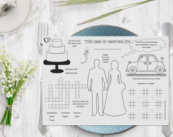 Kid wedding activity placemat, Colouring & Activities, A4