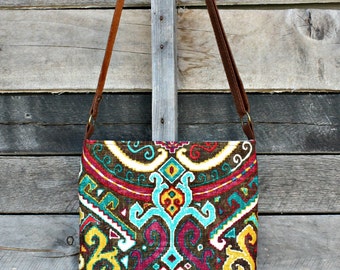Crossbody Bag, Boho, Genuine Leather, Everyday Purse, Adjustable Strap