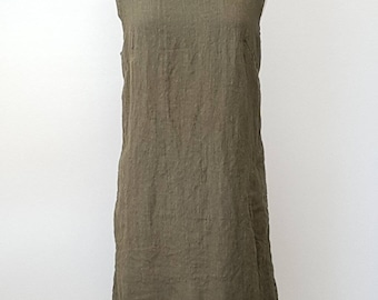 Hand Dyed Linen Dress with Gathering Across Back