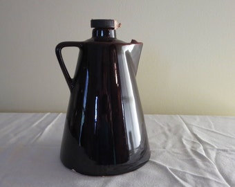 Vintage Leroux Liqueurs Brown Glazed Stoneware Pottery Jug